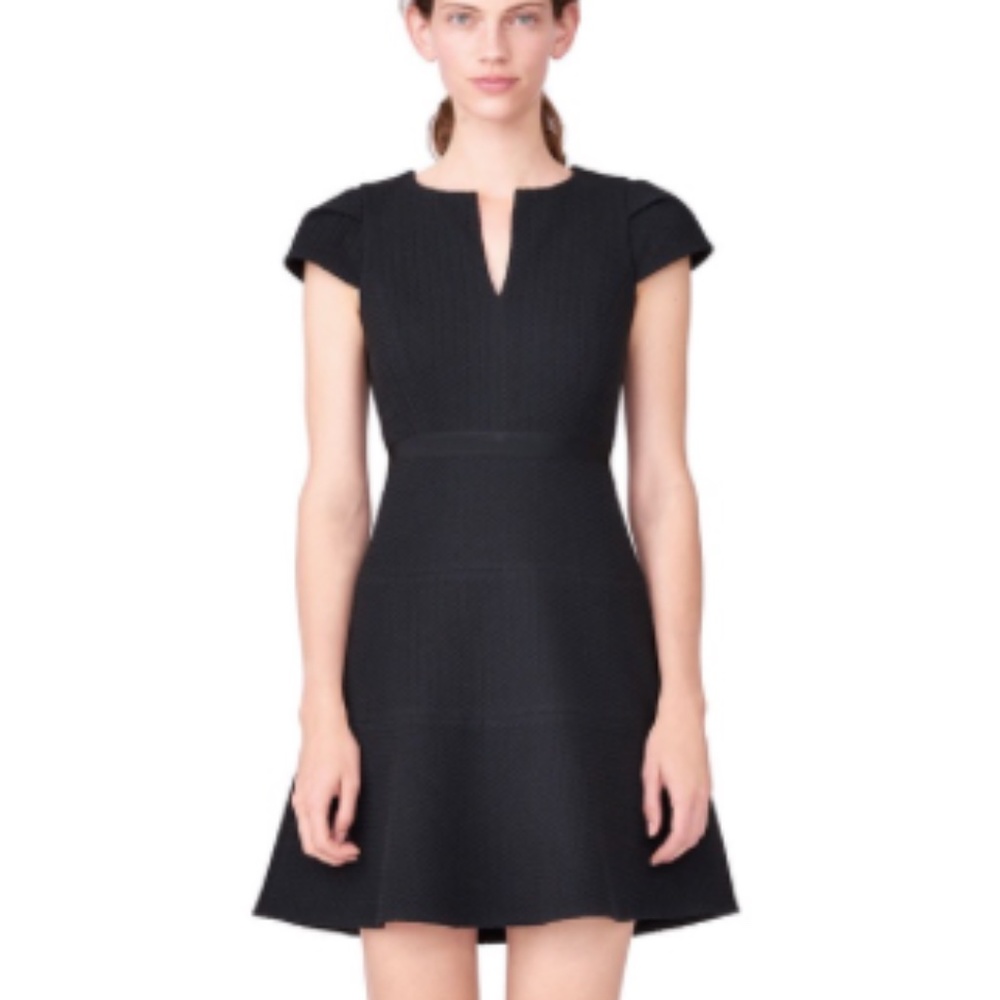 New! Rebecca Taylor Split-Neck Cap-Sleeve Dress